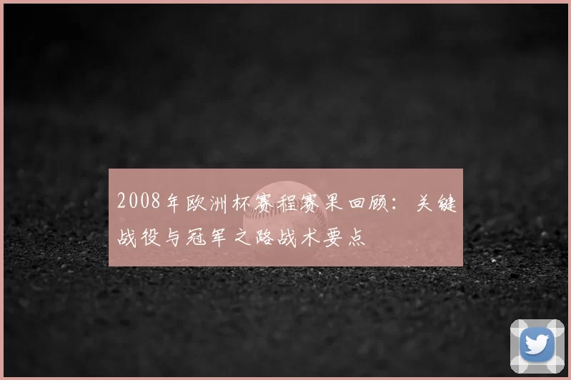 2008年欧洲杯赛程赛果回顾：关键战役与冠军之路战术要点